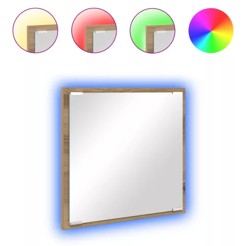  LED Fürdőszobai Tükör Művész Tölgy 40x8.5x37 cm Műgyanta fa