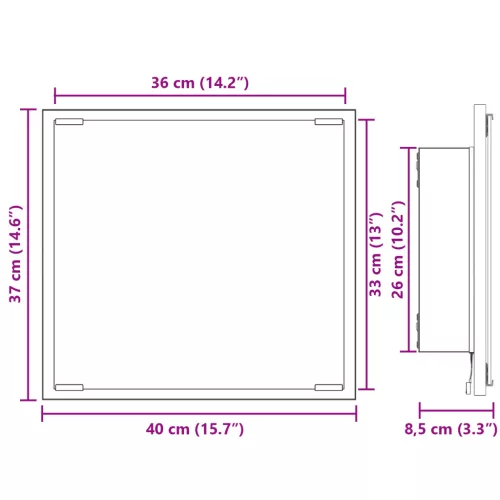  LED Fürdőszobai Tükör Művész Tölgy 40x8.5x37 cm Műgyanta fa