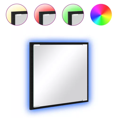  LED Fürdőszoba Tükör Fekete Tölgy 40x8.5x37 cm Műszaki Fa