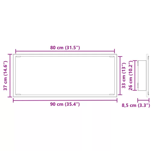 Fürdőszoba Tükör Régi fa Szerelt fa, Üveg 90 x 8.5 x 37 cm Tükör