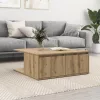  Dohányzóasztal fiókkal tárolóval kézműves tölgy 80 x 80 x 31 cm Faanyag