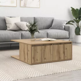    Dohányzóasztal fiókkal tárolóval kézműves tölgy 80 x 80 x 31 cm Faanyag