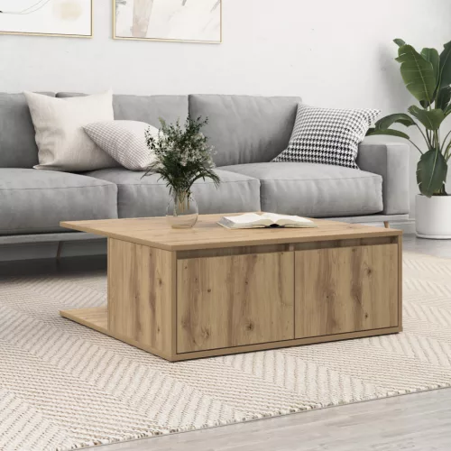 Dohányzóasztal fiókkal tárolóval kézműves tölgy 80 x 80 x 31 cm Faanyag