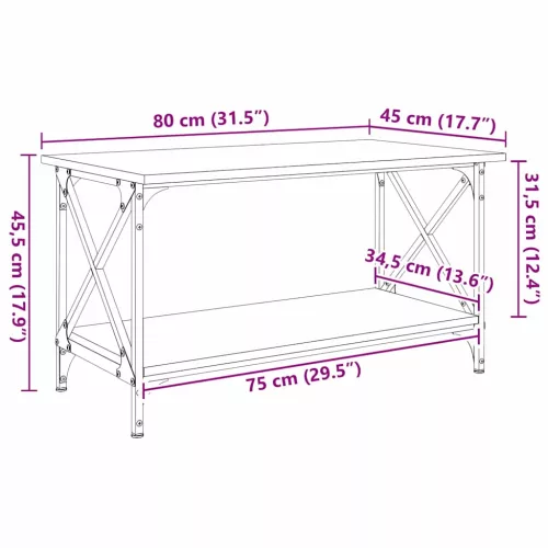  Dohányzóasztal Régi fa 80 x 45 x 45.5 cm Faanyag