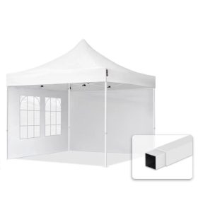   TP 3x3m összecsukható acél pavilon, 2 db oldalfallal - fehér