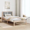  Ágykeret Kárpitozott Fejtámlával Világosszürke 90 x 200 cm