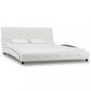 VID fehér műbőr ágy matraccal 140 x 200 cm