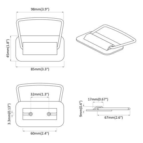  Szekrény Fogantyúk 12 pcs Antracit 85 x 45 mm Fém
