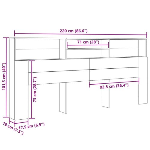 Fejhajtó szekrény kézműves tölgy 220 x 19 x 101.5 cm Faanyag