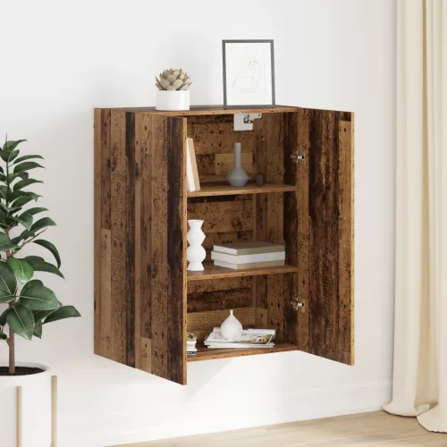  Függő szekrény polcokkal Régi fa 69.5 x 34 x 90 cm Faanyag