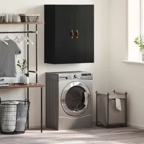    Fali szekrény Falra szerelhető Fekete 69.5 x 34 x 90 cm Faanyag