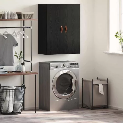  Fali szekrény Falra szerelhető Fekete 69.5 x 34 x 90 cm Faanyag