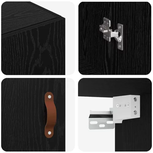  Fali szekrény Falra szerelhető Fekete 69.5 x 34 x 90 cm Faanyag