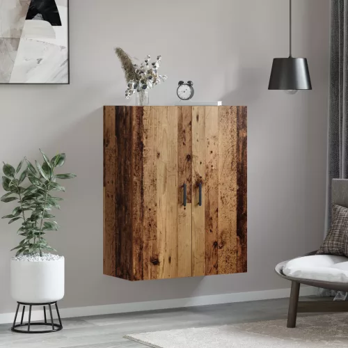  Fali szekrény polcokkal tárolóval ajtóval Régi fa 69.5 x 34 x 90 cm Faanyag