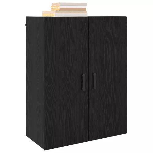  Fali szekrény polcokkal tárolóval ajtóval Musta tammi 69.5 x 34 x 90 cm Faanyag