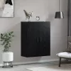  Fali szekrény polcokkal tárolóval ajtóval Musta tammi 69.5 x 34 x 90 cm Faanyag