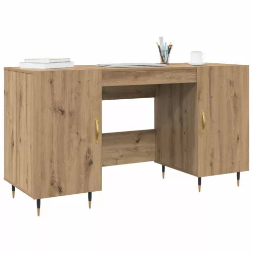  Asztal polcokkal kézműves tölgy 140 x 50 x 75 cm Faanyag