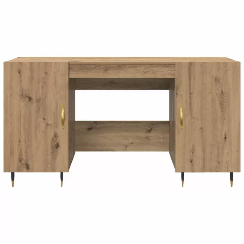  Asztal polcokkal kézműves tölgy 140 x 50 x 75 cm Faanyag