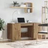  Asztal polcokkal kézműves tölgy 140 x 50 x 75 cm Faanyag