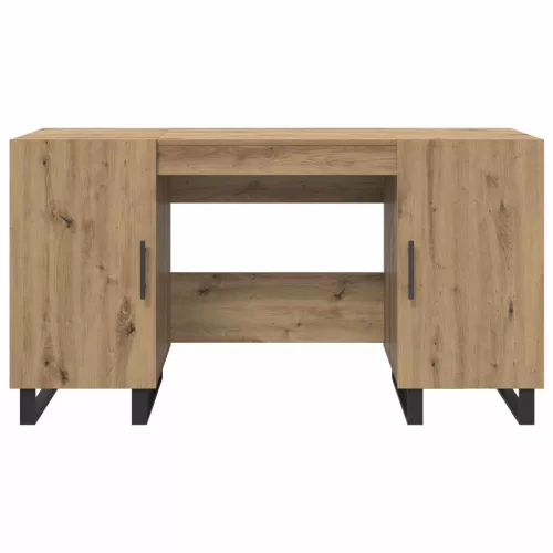  Asztal polcokkal kézműves tölgy 140 x 50 x 75 cm Faanyag