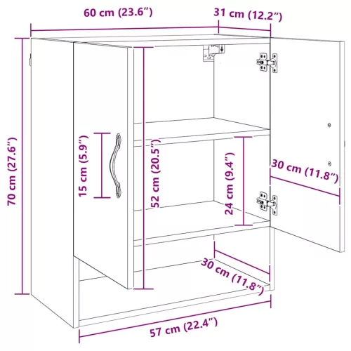  Fali Szekrény Falra szerelhető Régi fa 60 x 31 x 70 cm Faanyag