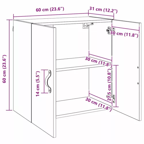  Fali Szekrény Musta tammi 60 x 31 x 60 cm Faanyag