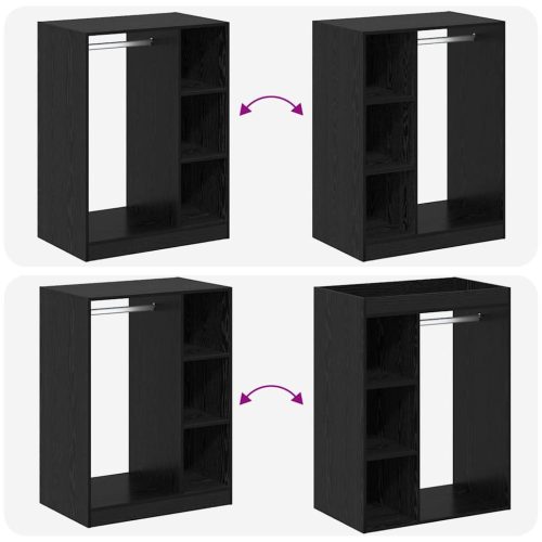  Ruhásszekrény polcokkal Musta tammi 77 x 48 x 102 cm Faanyag