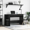  Asztal polcokkal Musta tammi 140 x 50 x 75 cm Faanyag