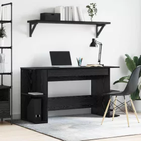  Asztal polcokkal Musta tammi 140 x 50 x 75 cm Faanyag