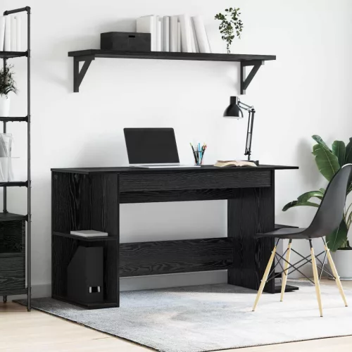  Asztal polcokkal Musta tammi 140 x 50 x 75 cm Faanyag