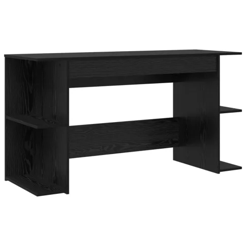  Asztal polcokkal Musta tammi 140 x 50 x 75 cm Faanyag