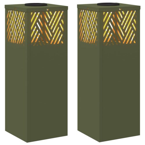  Napelemmel működő LED ösvény világítás Halszálka 2 pcs Olajzöld