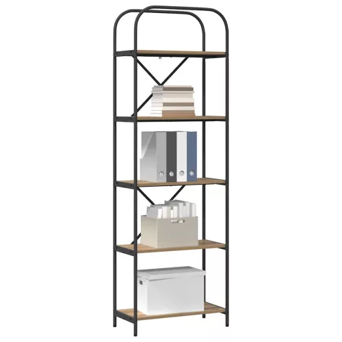  Könyvespolc kézműves tölgy 60 x 30 x 183 cm Faanyag