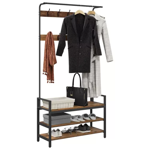  Kabáthorog polcokkal tárolóval Öreg fa 95 x 34 x 184 cm Faanyag