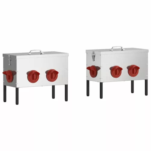  Csirke etető 2 pcs Ezüst 41,5 x 20,5 x 33 cm Horganyzott acél