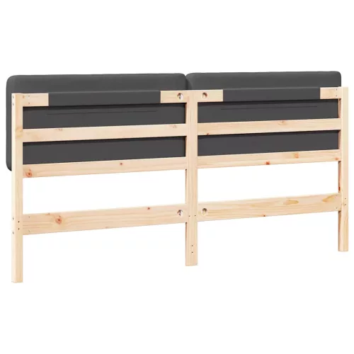  Kárpitozott fejtámla Barna és sötétszürke 180 cm Tömör fenyőfa