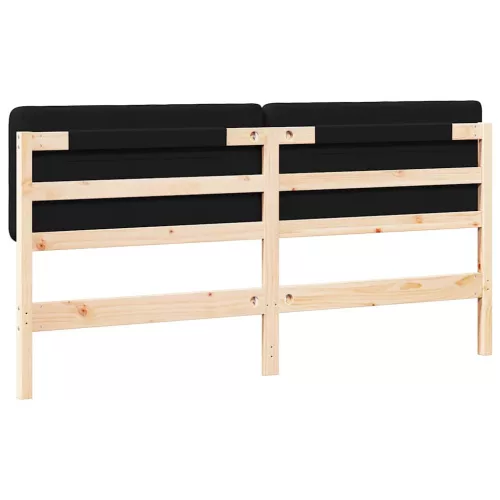  Kárpitozott fejtámla Barna és fekete 180 cm Tömör fenyőfa