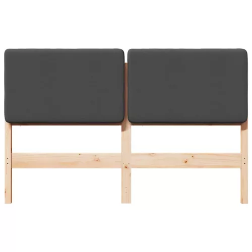  Kárpitozott fejtámla Barna és sötétszürke 160 cm Tömör fenyőfa