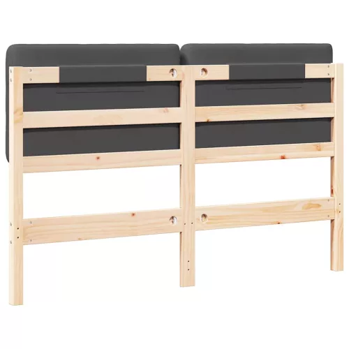  Kárpitozott fejtámla Barna és sötétszürke 135 cm Tömör fenyőfa