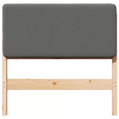  Kárpitozott fejtámla Barna és Világosszürke 90 cm Tömör fenyőfa