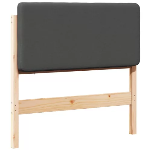  Kárpitozott fejtámla Barna és sötétszürke 75 cm Tömör fenyőfa