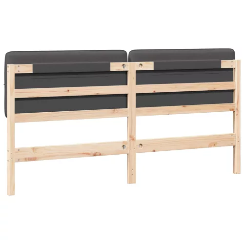  Kárpitozott fejtámla Barna és sötétszürke 200 cm Tömör fenyőfa