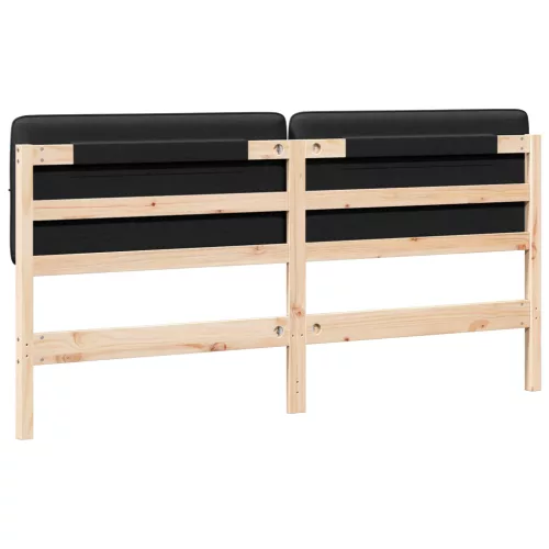  Kárpitozott fejtámla Barna és fekete 180 cm Tömör fenyőfa