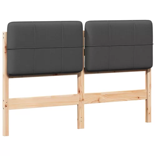  Kárpitozott fejtámla Barna és sötétszürke 160 cm Tömör fenyőfa