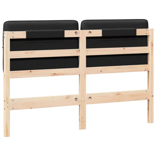  Kárpitozott fejtámla Barna és fekete 150 cm Tömör fenyőfa