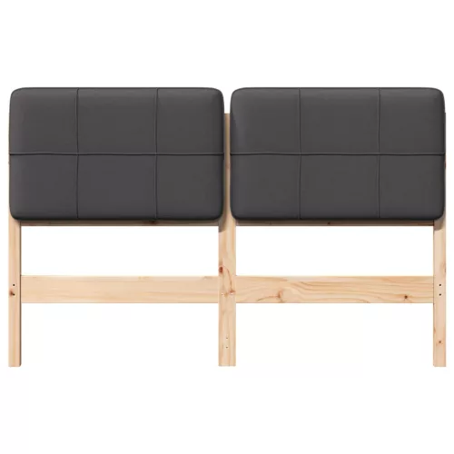  Kárpitozott fejtámla Barna és sötétszürke 135 cm Tömör fenyőfa