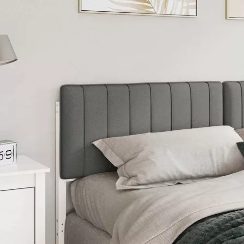  Kárpitozott fejtámla fejtámlával Fehér és világosszürke 200 cm