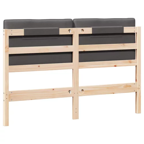  Kárpitozott fejtámla Barna és sötétszürke 150 cm Tömör fenyőfa