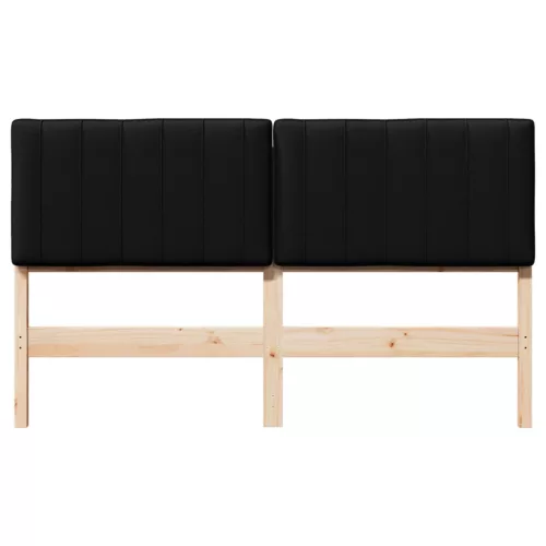  Kárpitozott fejtámla Barna és fekete 150 cm Tömör fenyőfa