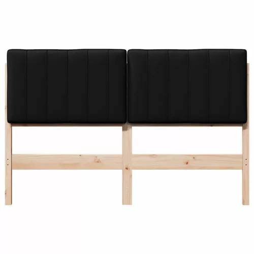  Kárpitozott fejtámla Barna és fekete 140 cm Tömör fenyőfa